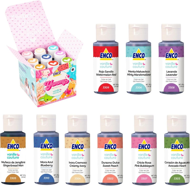 ENCO Yummy Collection 9 Food Coloring Gel Set - Image 1